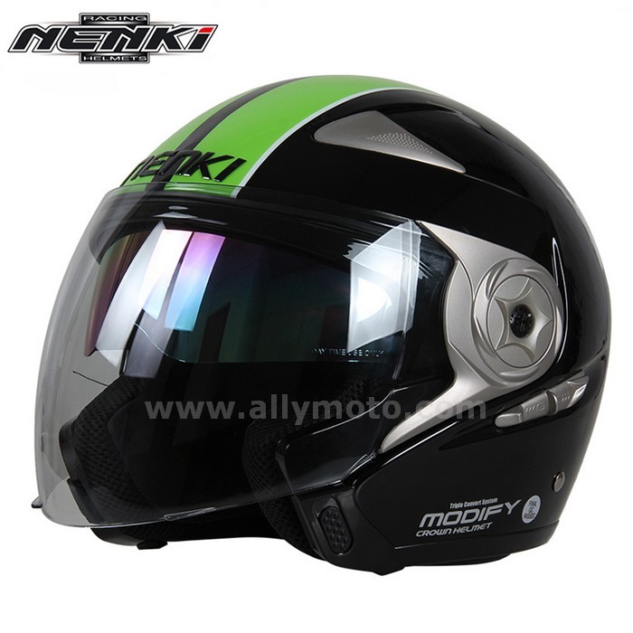 129 Open Face Helmet Vintage Style Cruiser Chopper Touring Scooter Dot Dual Visor Sun Shield Lens